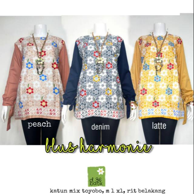 Blus Harmonie Atasan Batik Modern Kasual Kerja Elegan Kondangan