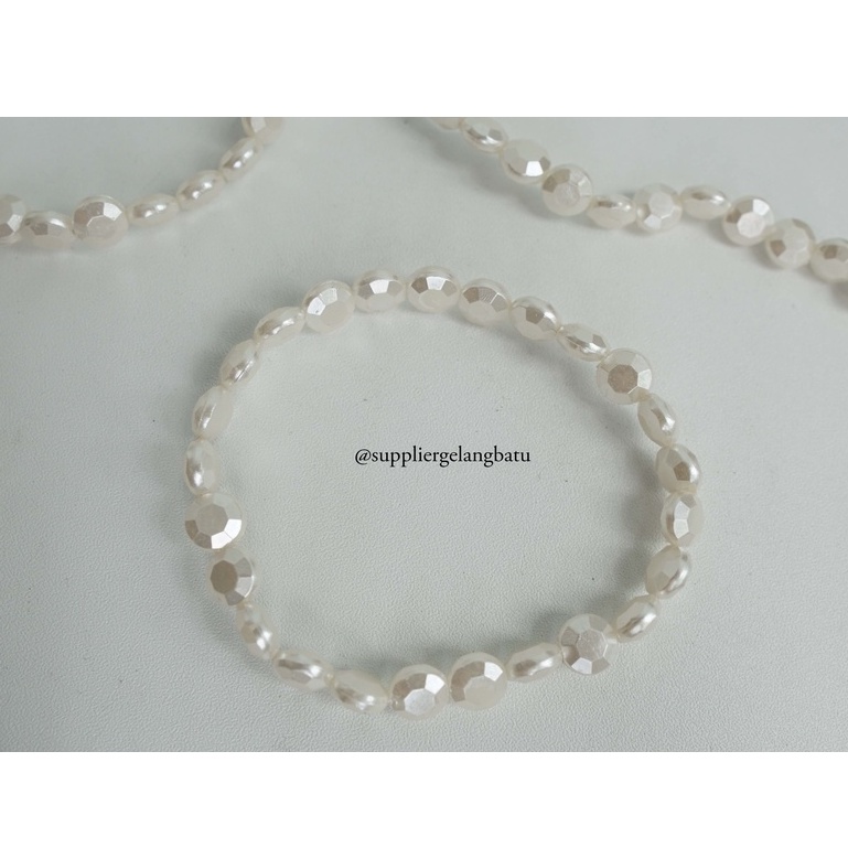 GELANG Mutiara Sintetis CEKO BULAT 8MM WHITE PEARL bingkisan cantik