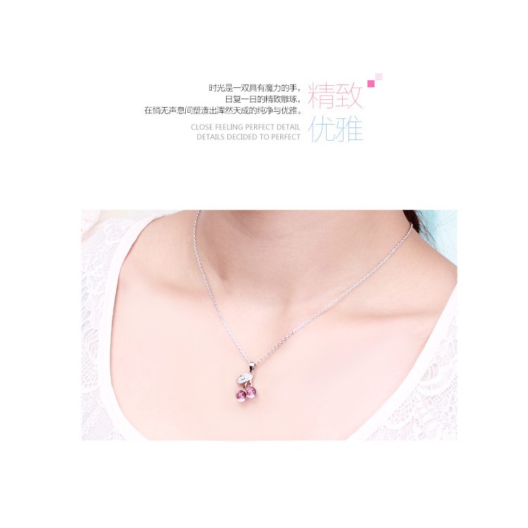 Cherry Crystal Kalung Kristal Impor Wanita Cewek Hadiah Mewah Kado Elegan Ultah Pacar