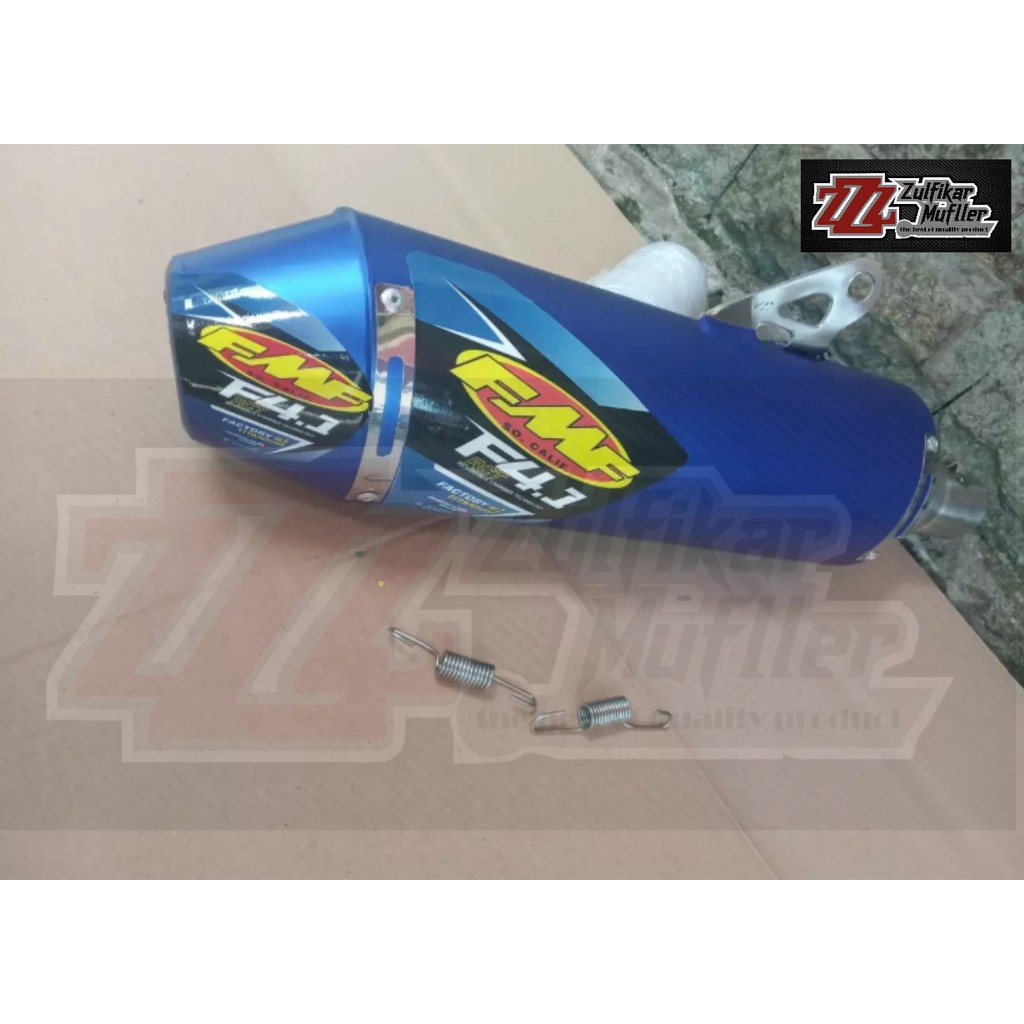 SILINCER KNALPOT RACING FMF F4 BLUE / BIRU UNTUK TRAIL SUPERMOTO GTX