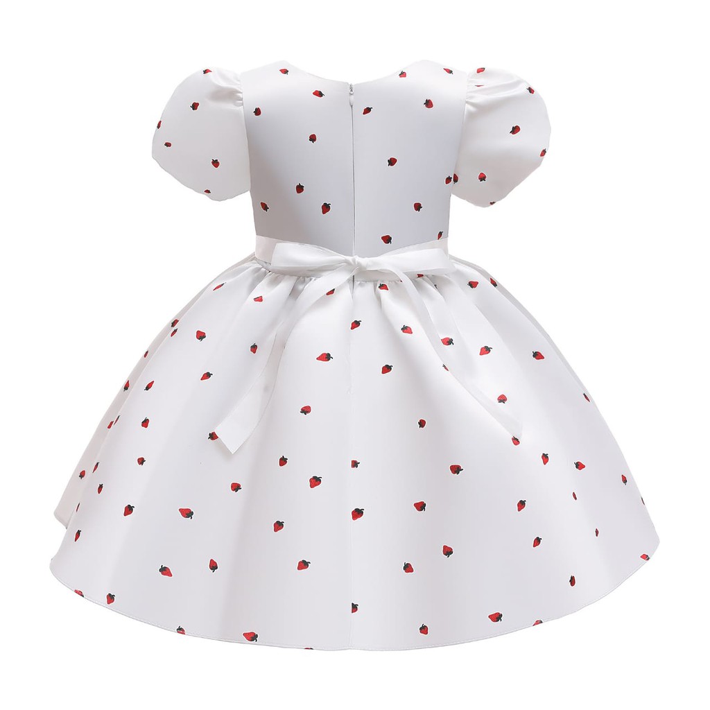 CALISTA DRESS WHITE / GAUN PESTA ANAK PUTIH IMPOR / DRES KOREA IMPOR ULANGTAHUN LENGAN BALON