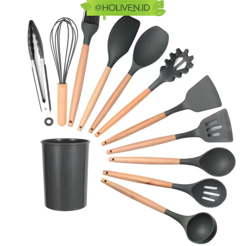 Holiven Spatula Sutil Sodet Capitan Jepitan Scraper Whisk Sendok Utensil Centong Alat Masak Dapur-7
