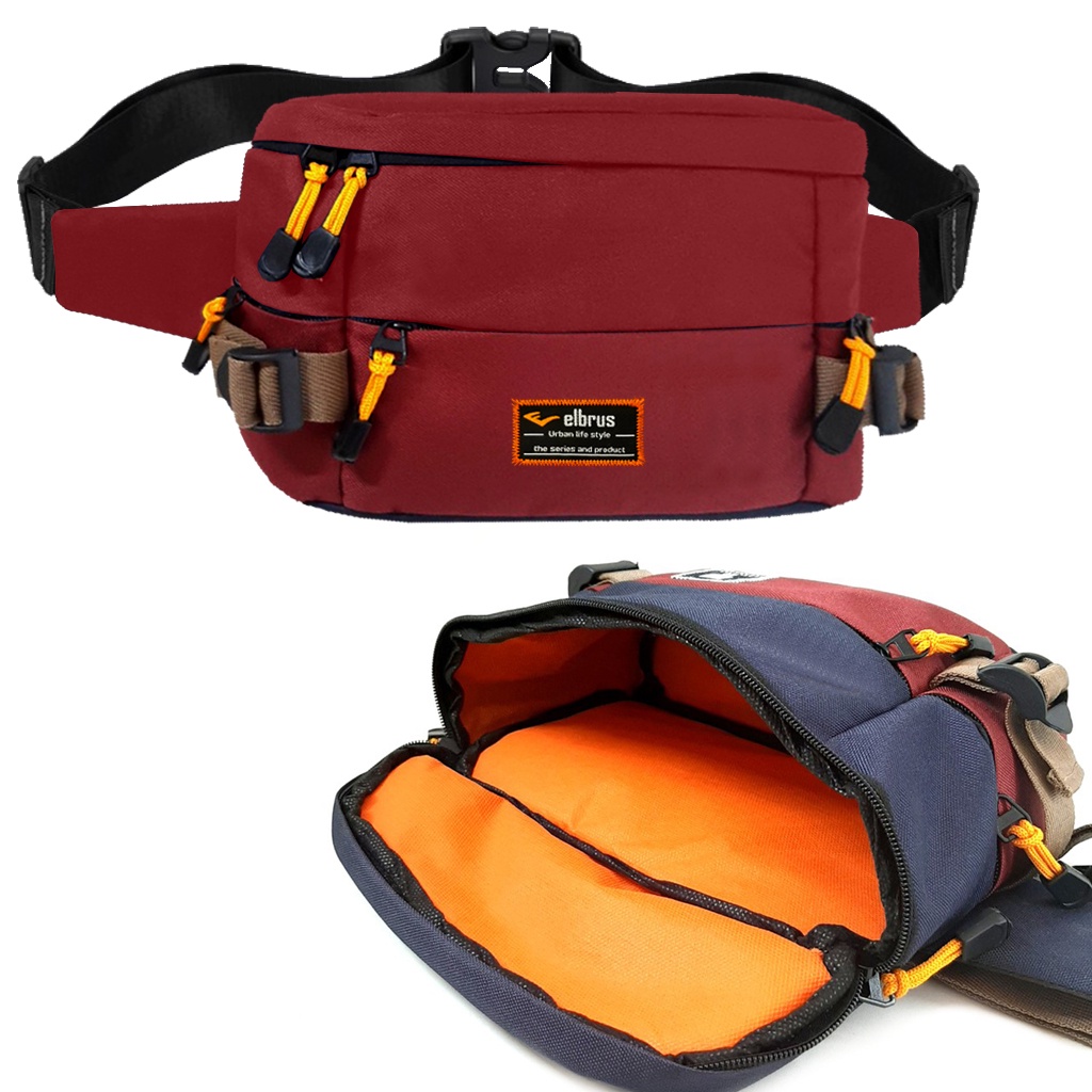 ELBRUS Tas Pinggang Pria Waist Bag Cowok Tas Selempang Laki  Waistbag Cowo POLO WATER