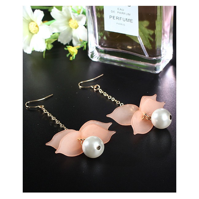 LRC Anting Gantung Fashion Flower Shape Decorated Earrings