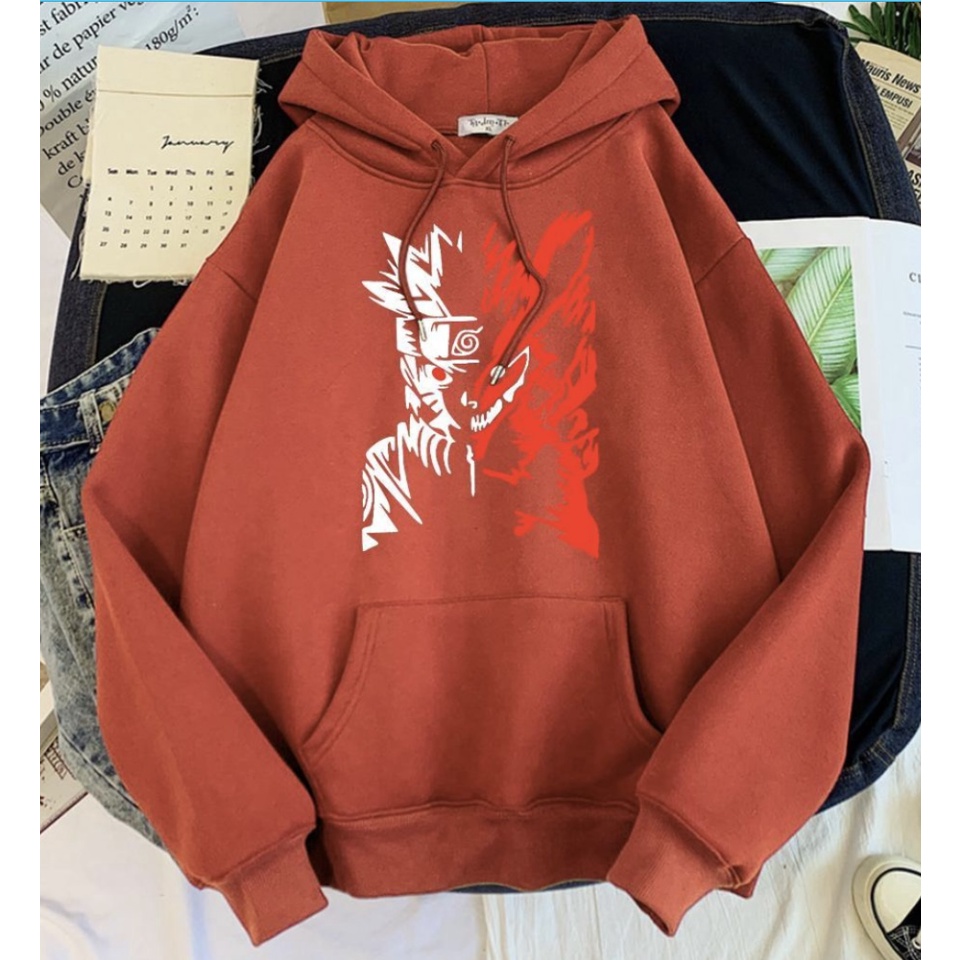 WOLF NARUTO Jumper Hoodie II Sweater Hoodie Anime II Sweter Oblong Topi II SIZE M - XL ( Pria &amp; Wanita / Anak &amp; Dewasa )