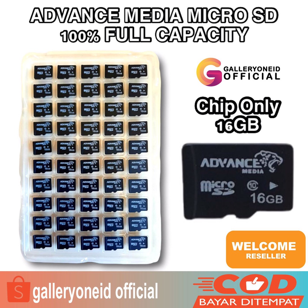 Memory Card MicroSD 16 GB MMC Advance Media Class 10 Original Chip Only