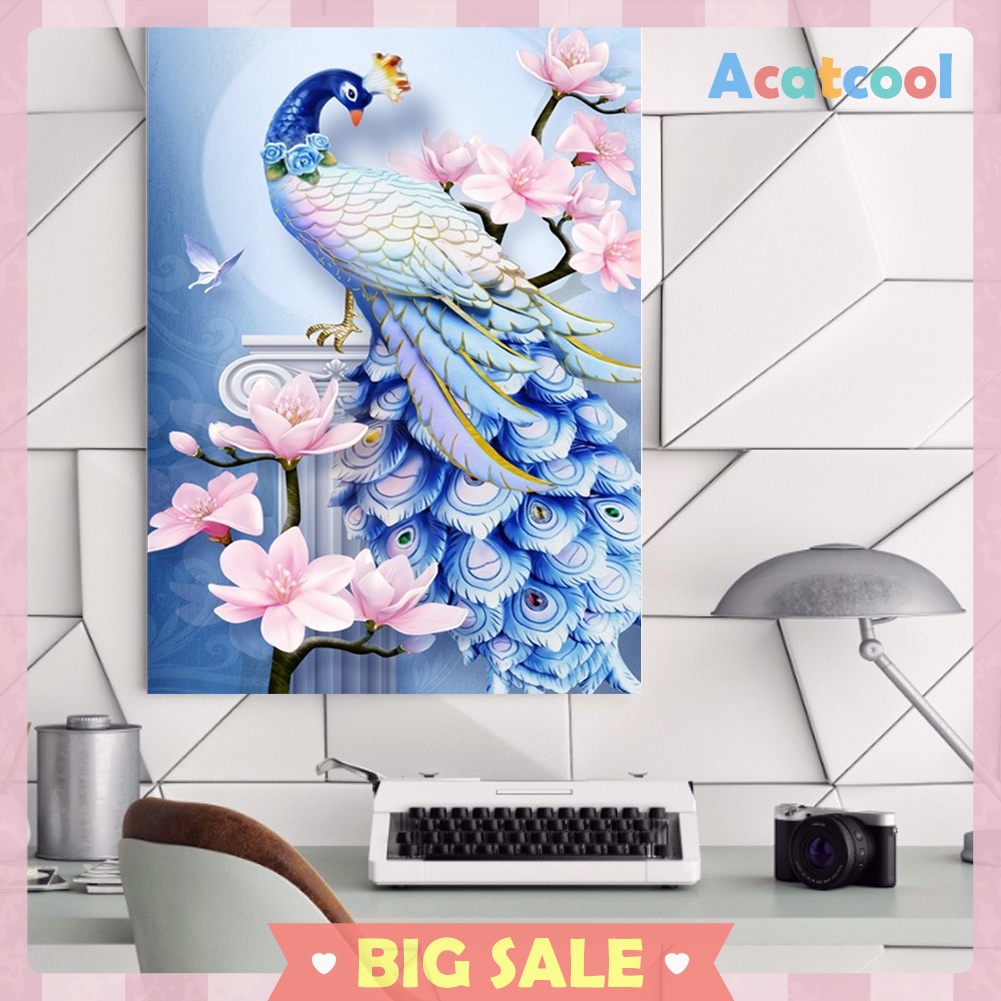 Diamond Painting Peacock Flower Full Round Rhinestone Picture Set 30x40cm