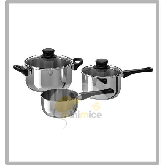 Panci ANNONS Peralatan masak set isi 5 kaca/baja tahan karat IKEA Free Bubble Free Ongkir