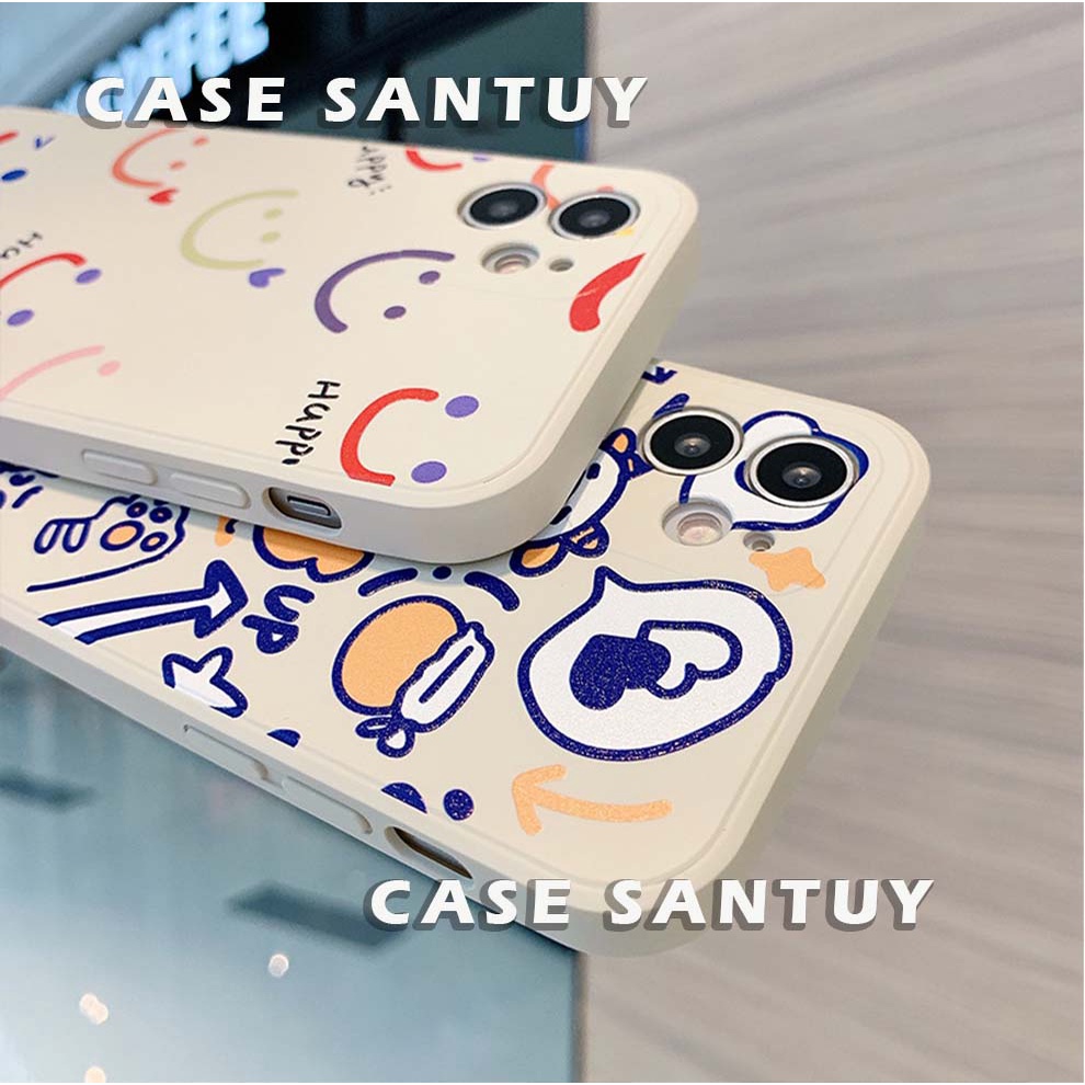 Soft Case Samsung A02 A03 A04 A04e A04S A13 A14 A23 A33 A34 A53 A54 A73 A12 M12 A11 M11 A31 A51 A10 M10 A30 A20 M10S A50 A30S A50S A70 A71 Square Edge Silicon Casing Smile White