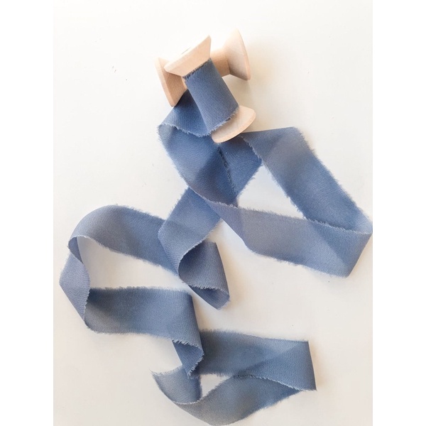 

Chiffon ribbon in Denim Blue / silk ribbon