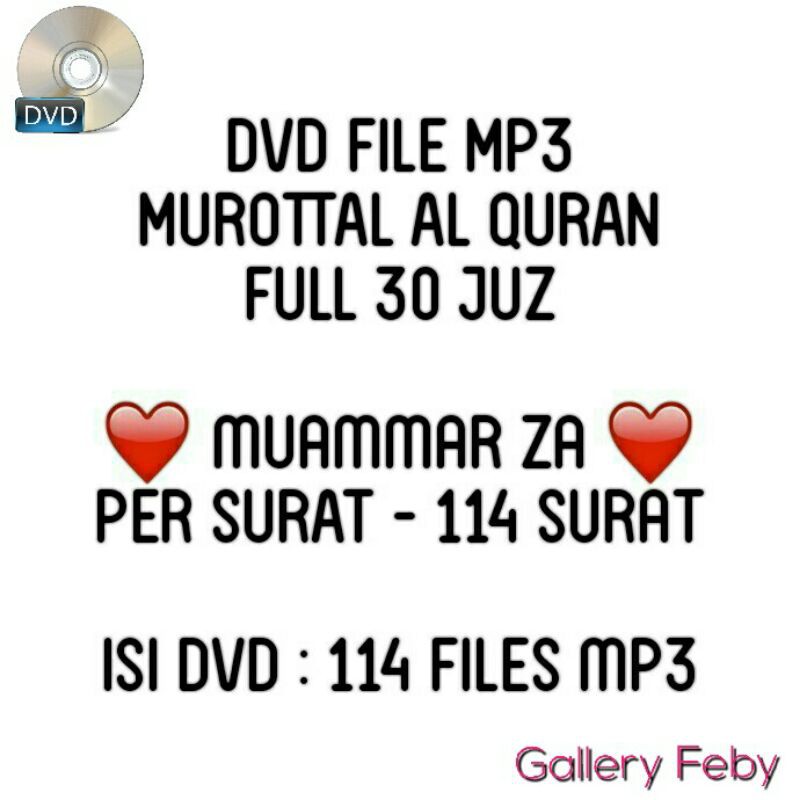 DVD MUROTTAL AL-QURAN MP3 MUAMMAR ZA FULL 30 JUZ MUROTAL CD MURAH