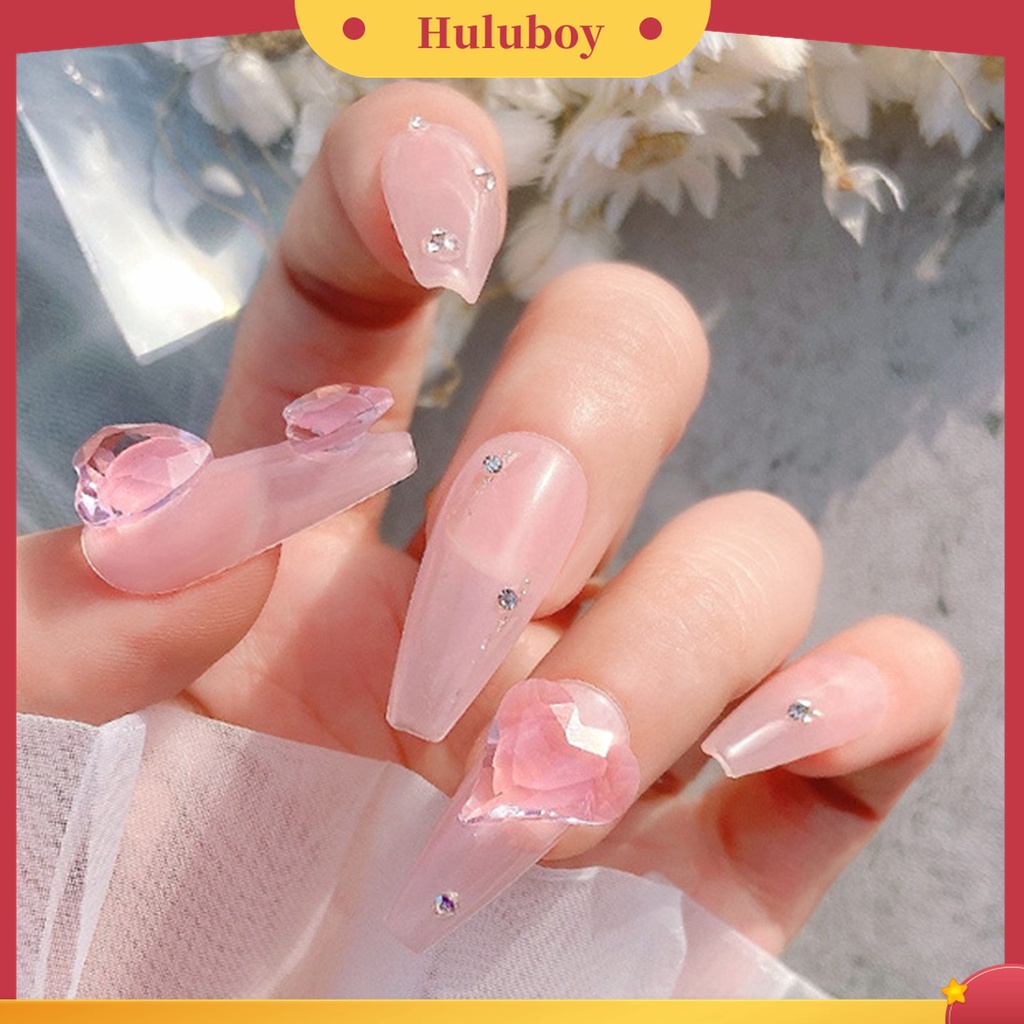 Huluboy Huluboy♡ 10pcs Charms Berlian Imitasi Bentuk Hati 3D Warna Campur Untuk Dekorasi Nail Art