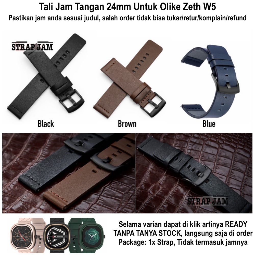 Modern Tali Jam Olike Zeth W5 - Strap 24mm Leather Kulit Simple Modis