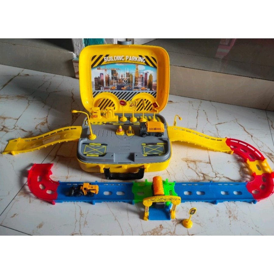 Mainan Anak Building Parking Diy Suitcase Play Set - Mainan Anak 5.0 - Mainan Mobil Mobilan Anak Building Parking Mainan Anak
