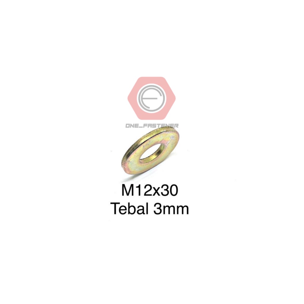 50 pcs Ring Plat M12x30 Kuning Tebal 3mm baut 17 M12 12mili WPK