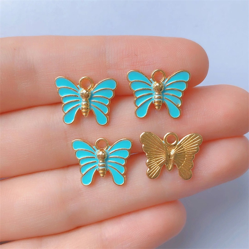 4pcs Liontin Bentuk Kupu-Kupu Untuk Membuat Perhiasan Anting