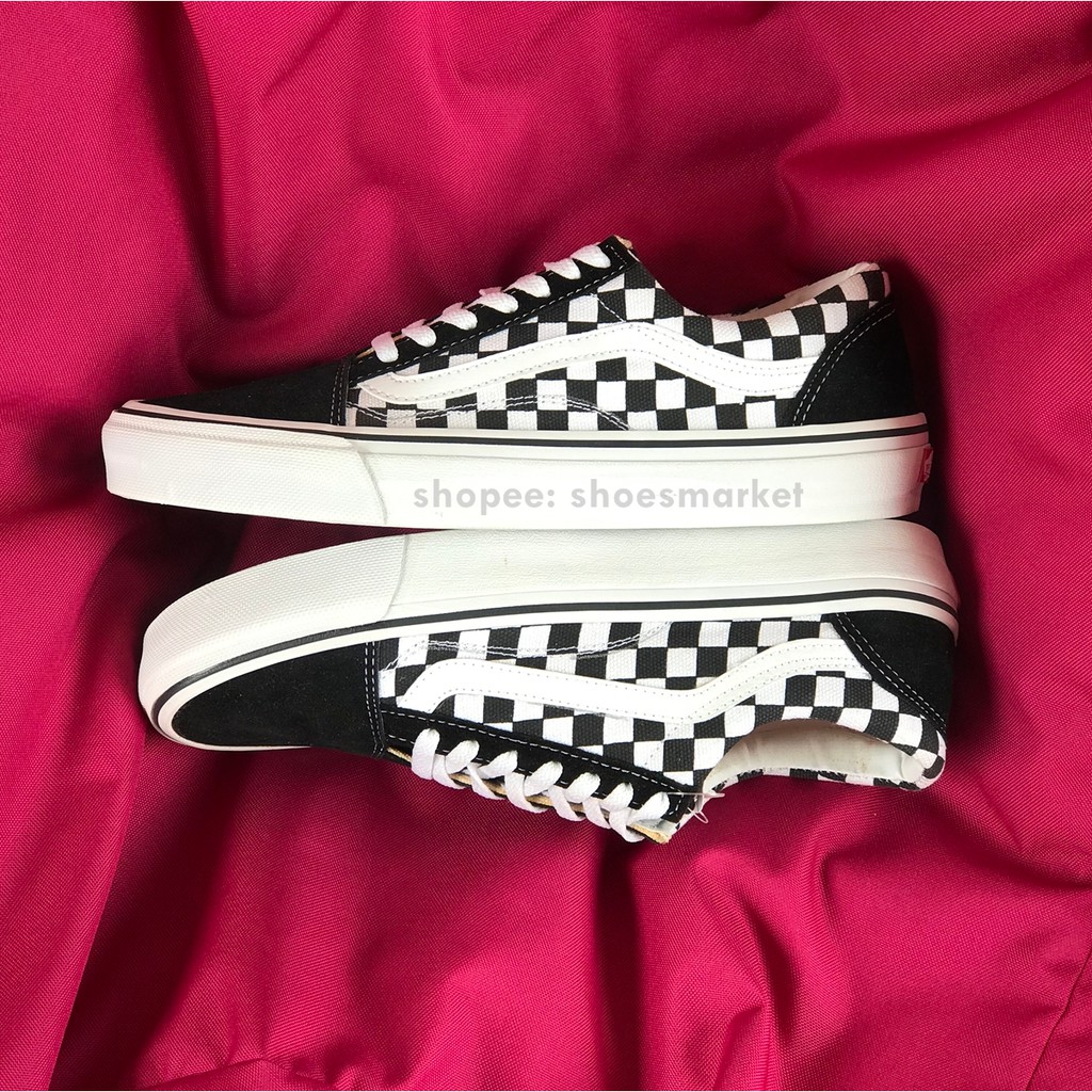 OBRAL SEPATU VANS OLDSKOOL CHECKERBOARD BLACK WHITE