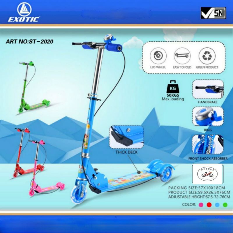 SKUTER / SCOOTER EXOTIC ST 2020 HANDLE REM 2 BAN BELAKANG + 1 BAN DEPAN