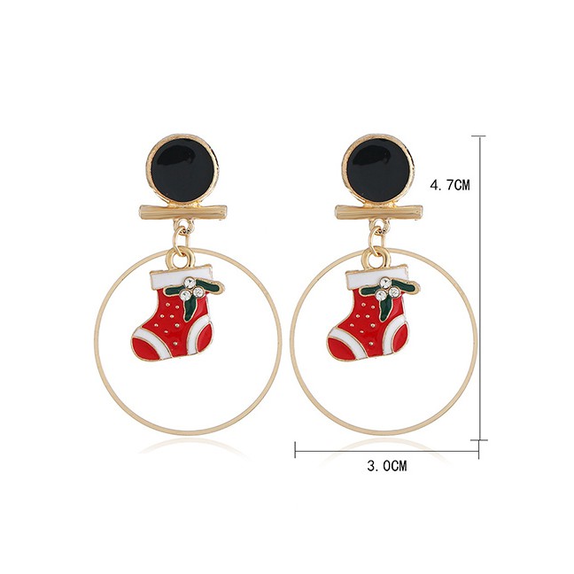 LRC Anting Tusuk Fashion Color Snowman Elk Earrings D22067