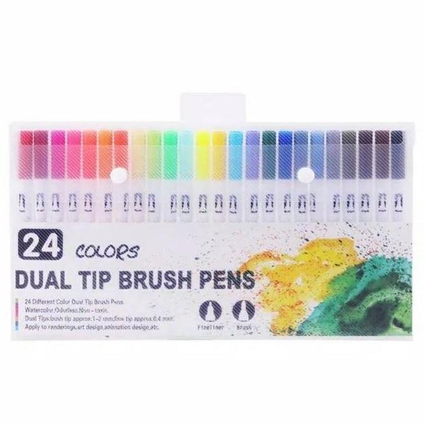 

24 Pcs Brush Marker Pen Dual Tip Brush Marker For Designer Art