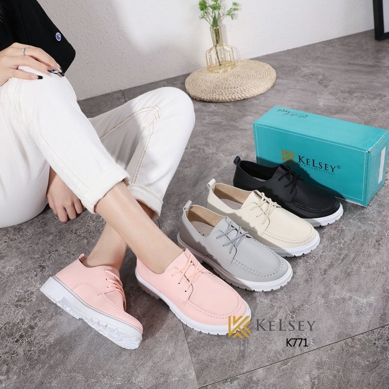 (GRATIS ALAS KAKI) NICOLE Sepatu Loafers Kulit Wanita Kelsey K771 Wedges Wanita Import