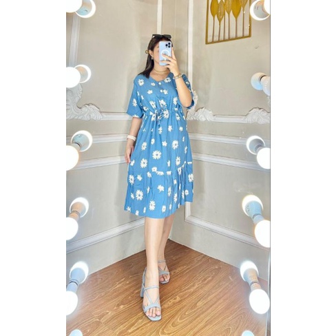 DASTER SERUT DASTER REMPEL DASTER BUSUI KANCING DEPAN TERBARU TERLARIS WARNA SOFT-Melati biru