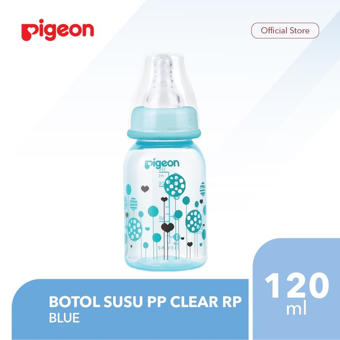 BOTOL SUSU PP CLEAR RP 120ML BLUE WITH S-TYPE PIGEON