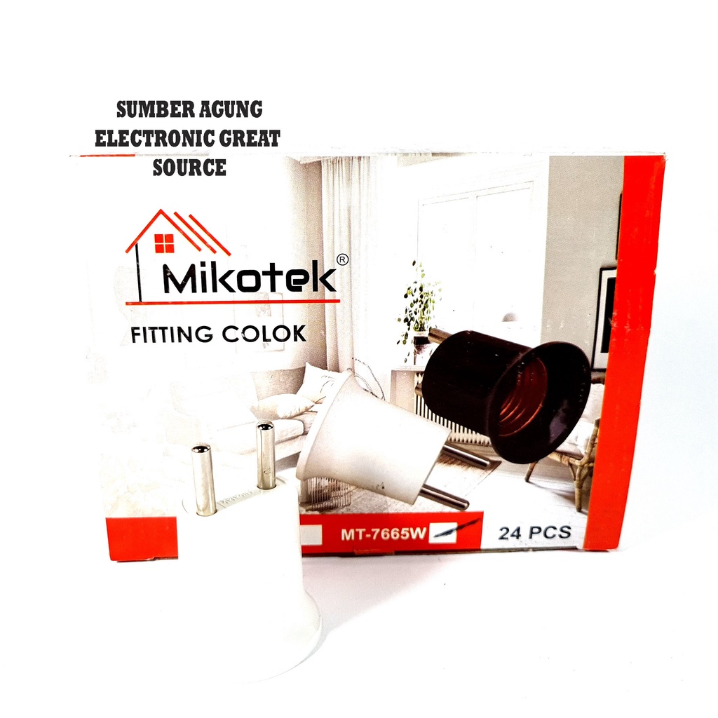 Mikotek MT7665W Fiting Colok Lampu Langsung Ke Stop Kontak E27 Putih