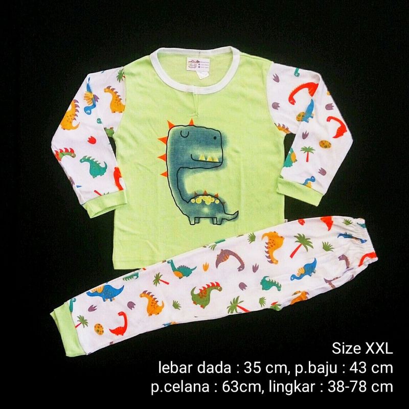 Kazel Setelan Piyama Kaos Anak Branded Cewek Cowok 5T - 6T "Dino"
