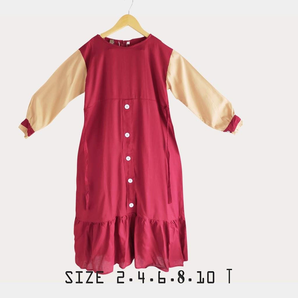 Gamis Mouza Gamis Anak Kerudung Rayon Polos Junior Size 2-4 Tahun Murah