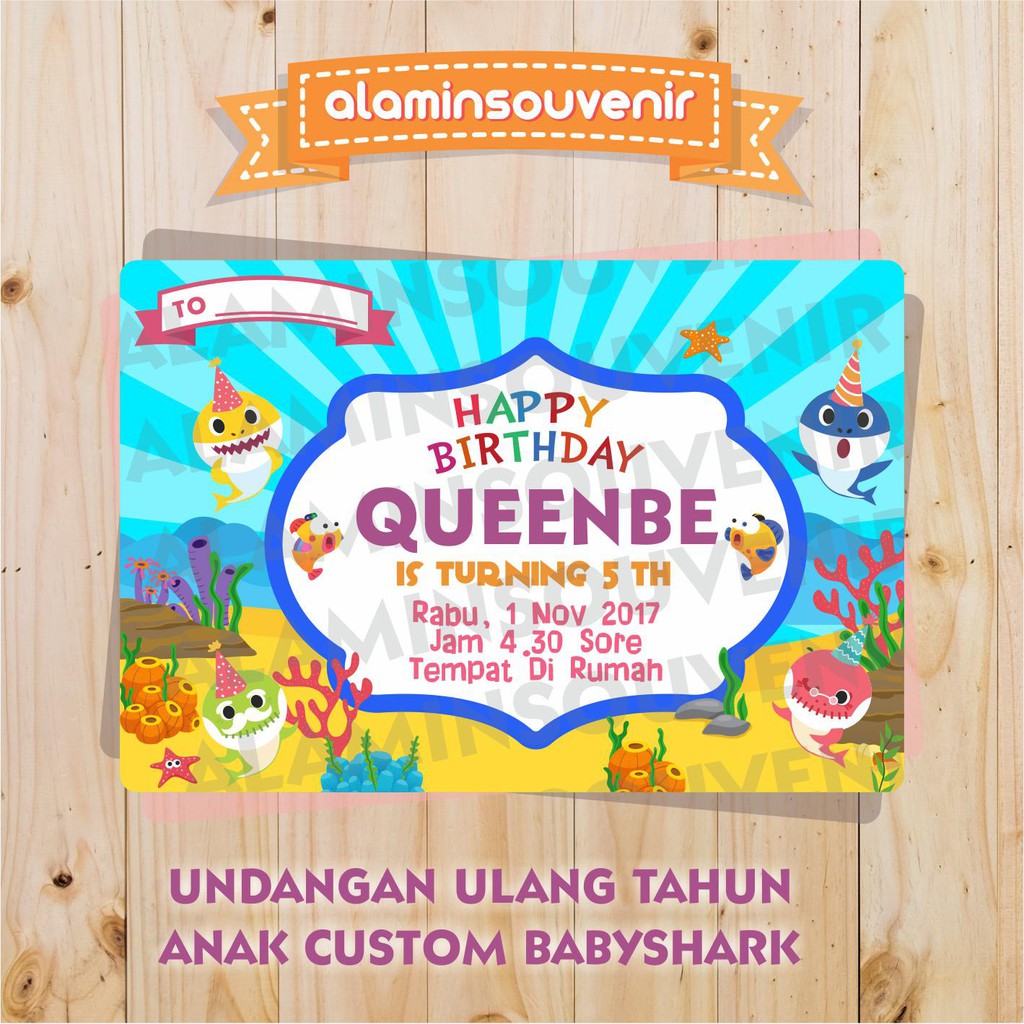 Undangan Ulang Tahun Anak Custom Baby Shark Shopee Indonesia