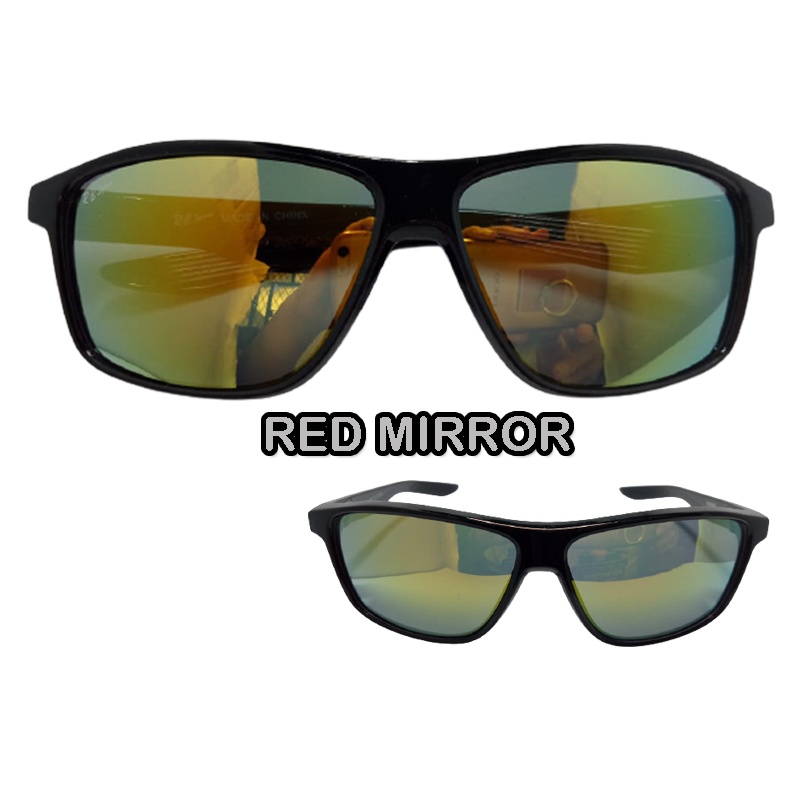 ( BARU /Bayar di Tempat) Kacamata Hitam Klasik Kacamata Olahraga Bersepeda Anti-Uv Cermin Mengemudi Kacamata Pria Dan Wanita Keren Sunglasses Black Mirrored Lensa UV Protection