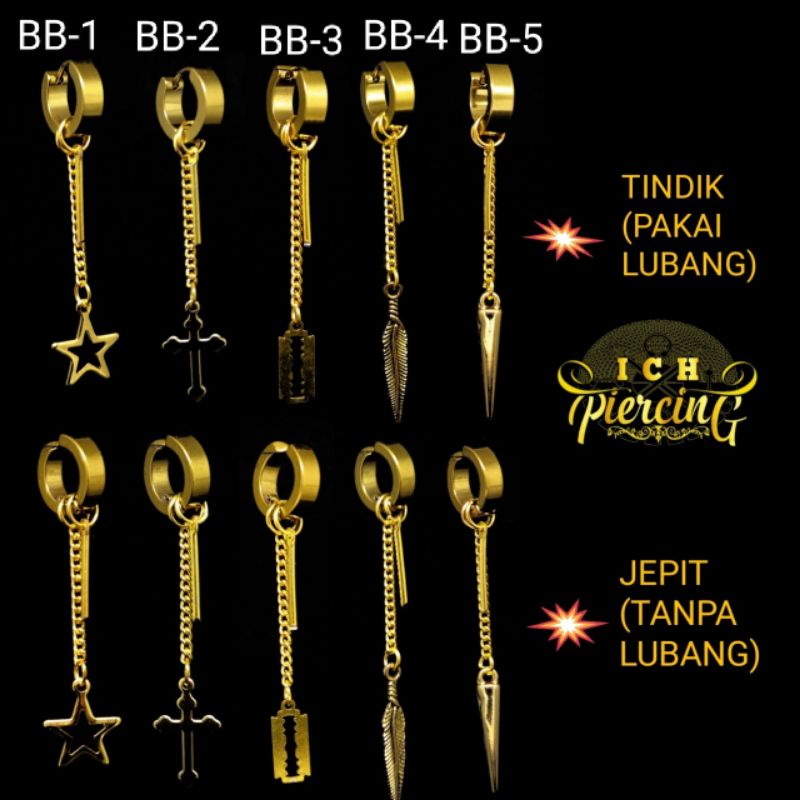 TERBARU ANTING TINDIK DAN JEPIT BTS GOLD 5 VARIASI