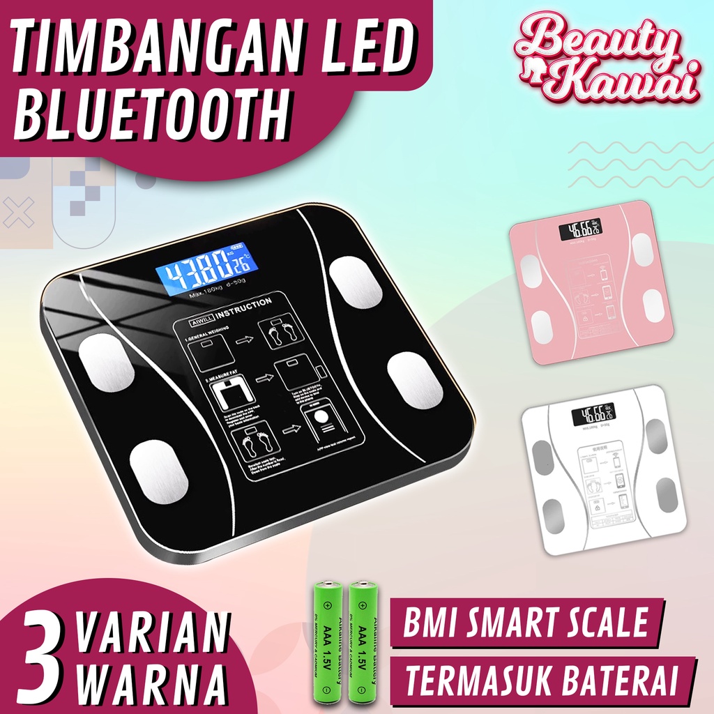 Timbangan Badan Digital Bluetooth Body Fat Smart Scale Tempered Glass