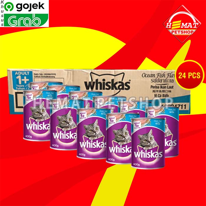 GOSEND Makanan Kucing Whiskas Kaleng Wetfod Grosir Dus Isi 24 PCS 400GR