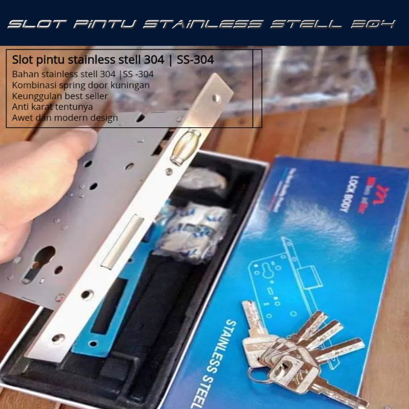 Slot Kunci Pintu Stainless Stell 304 MULLER | SS - 304 MULLER KUNCI SLOT PINTU RUMAH MINIMALIS BODY 
