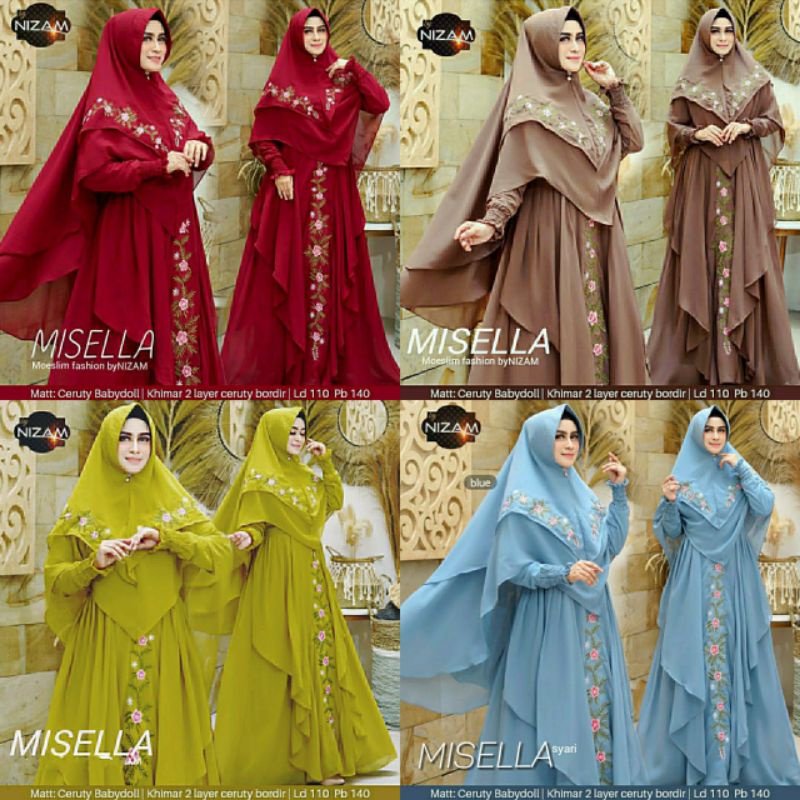 FREE KHIMAR GAMIS SYAR'I BORDIR MISELLA SYARI BY NIZAM