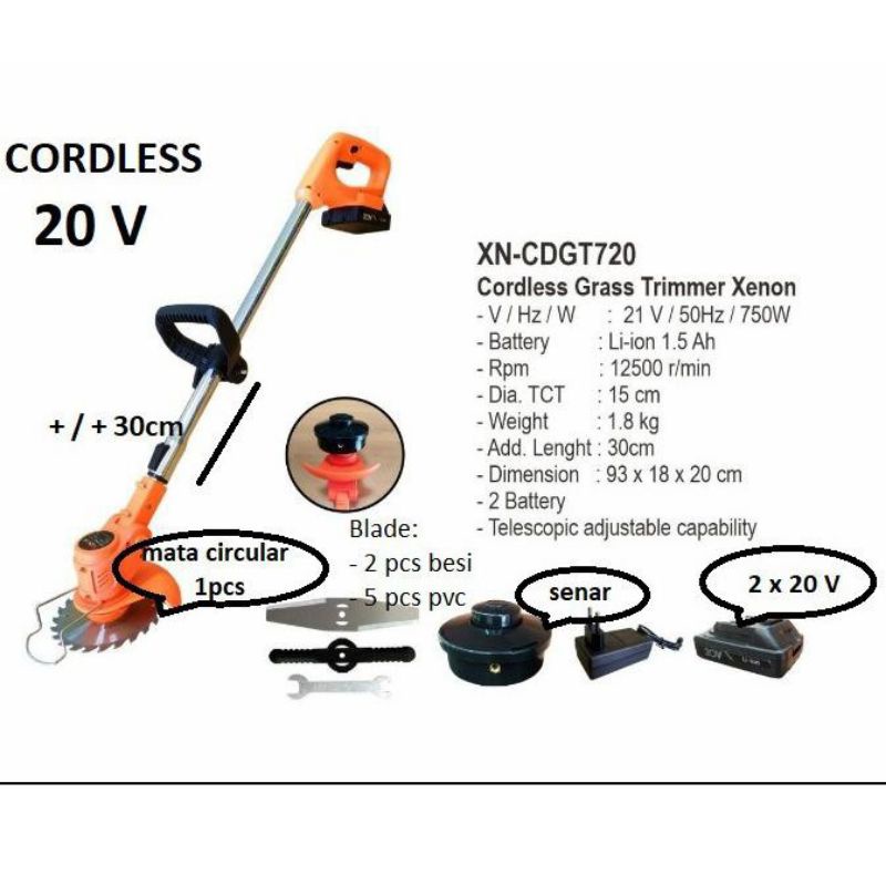 potong rumput cordless 18volt xenon