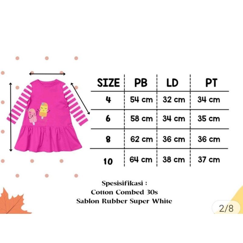 Dress Tunik Anak Perempuan / Kaos Tunik Anak Lengan Panjang Longsleeve 2-7 tahun