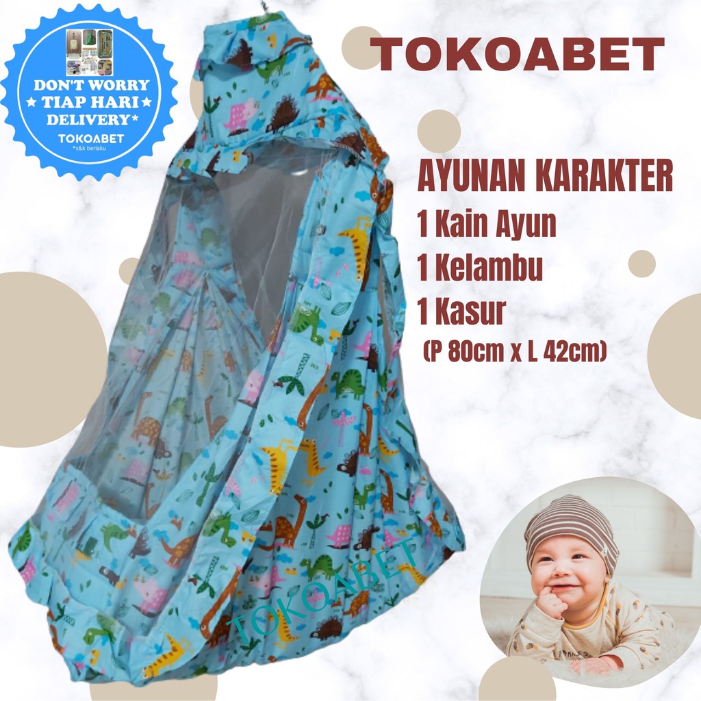 Perlengkapan bayi kain ayunan bayi tempat tidur bayi tiang ayunan cat epoxy dan ayunan karakter SET