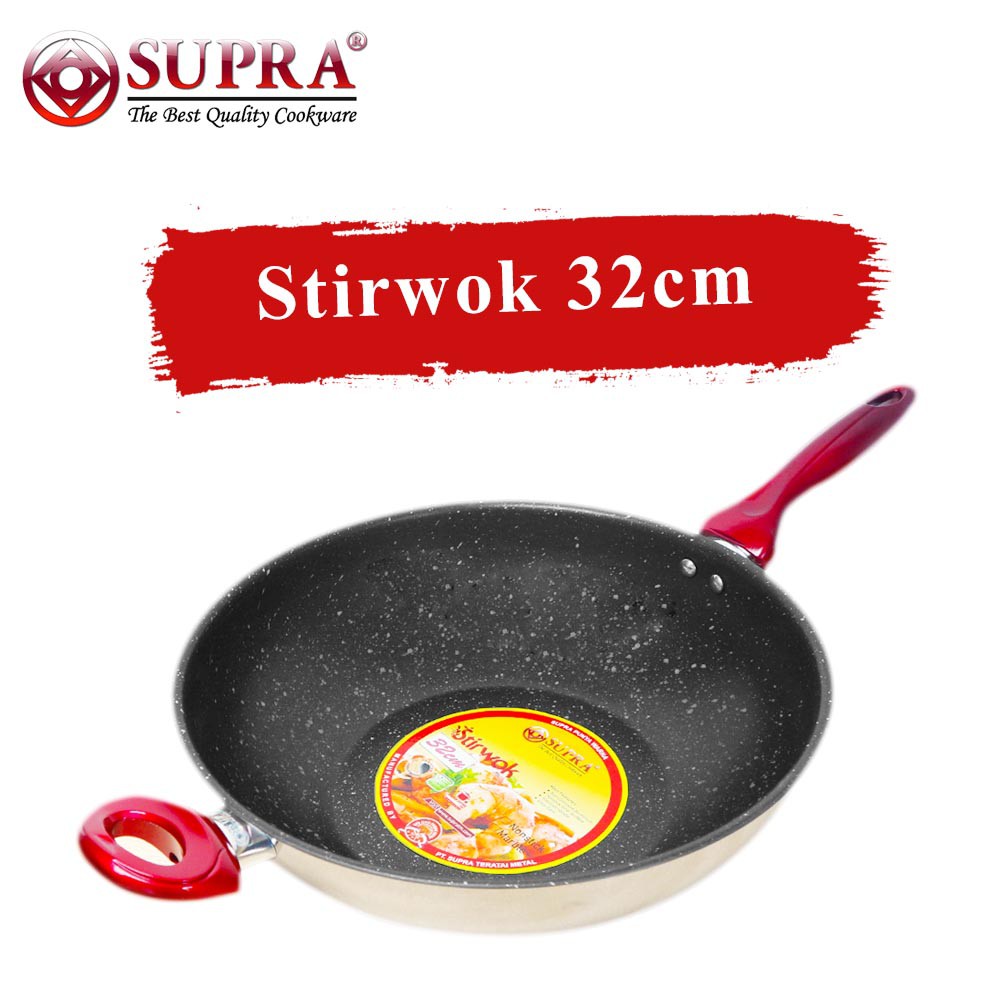 Supra Wajan Anti Lengket Stir Wok 32 cm Stainless steel Marble