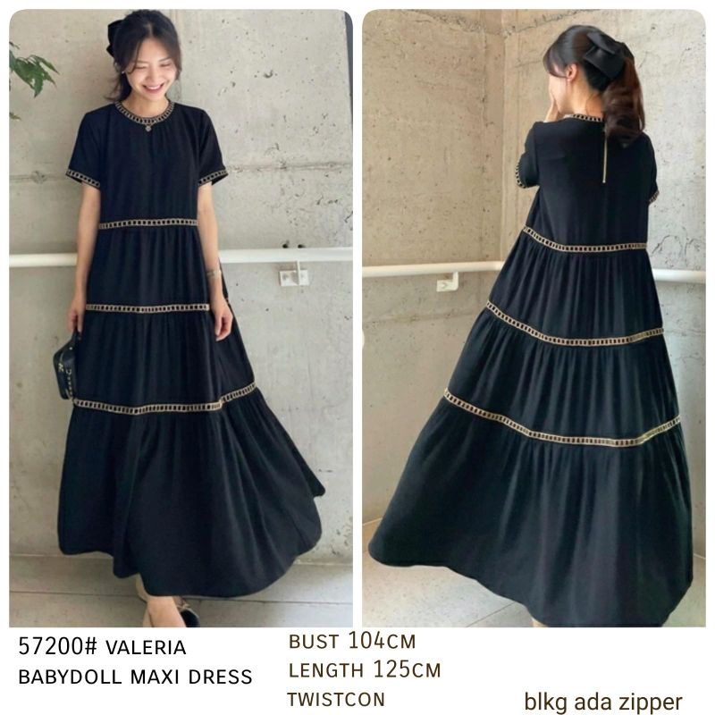 MDLV ~ 57200# Valeria Babydoll Maxi Dress Korea Import