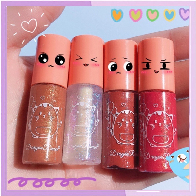 Dragon Ranee Lip Glow Glitter Lipstik Liquid Cair 10 Warna Waterproof Lipstick Membuat Kelopak Mata Menjadi Cetar  XX009