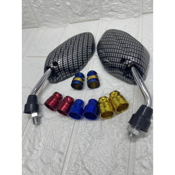 Spion Honda Beat Mini/Kecil Karbon Tangkai Chrome + Monel Spion red blue gold twotone