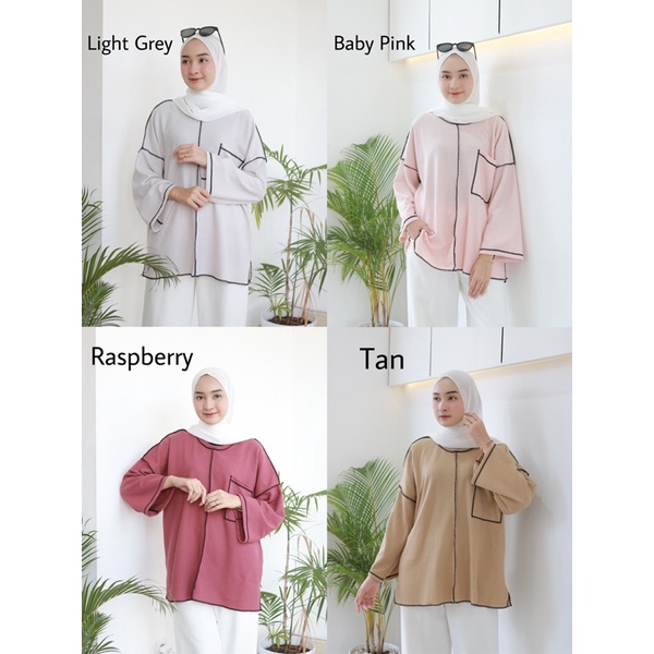 BUBA BASIC (Ld 120) - Atasan Blouse Polos Bahan Wafer Oversize