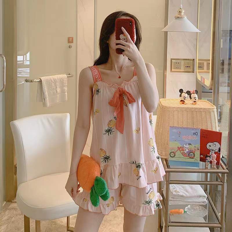 setelan baju tidur wanita / baju tidur celana pendek hp / piyama tanktop murah / piama dewasa import