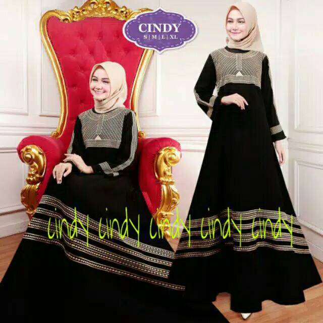 GAMIS ABAYA TURKI BORDIR BAHAN JET BLACK IMPOR