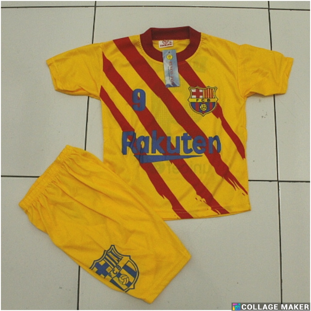 Jersey setelan baju bola barca kuning