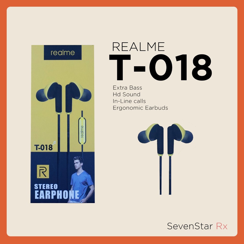 Headset Earphone Musik Realme Model Tipe T-010 T-015 T-018 Original