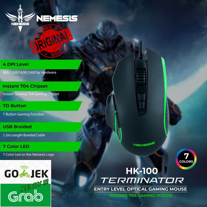 Mouse Gaming NYK Nemesis HK-100 Terminator RGB 7 Colour Color